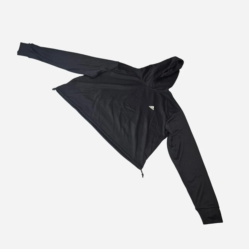 Adidas black Cropped Hoodie white logo women's - XL